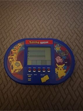 Vintage 1999 Pokemon Electronic Yahtzee Travel Game - Blue & Yellow